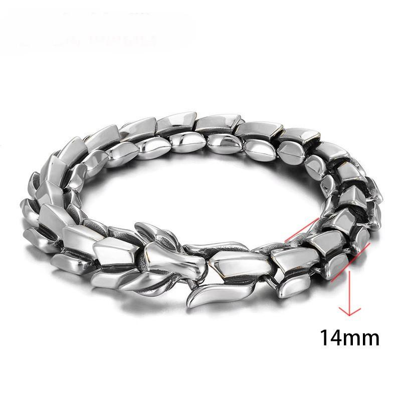 Retro Dragon Head Bracelet Men's Hip Hop Style Cross-Border Punk Dragon Bone Bracelet Fashion Jewelry Accessory