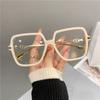 Fashion Oversized Anti-Blue Eyewear Retro Womens Metal Frame Glasses Trend Optical Computer Eyeglasses Retro Flat Light