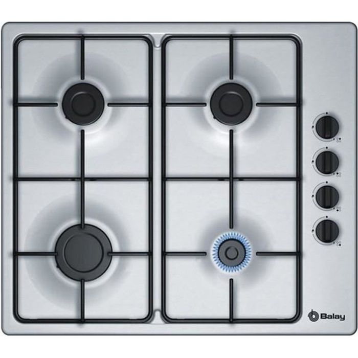 Plaque au gaz - BALAY - 3ETX464MB - 4 brûleurs - Acier inoxydable