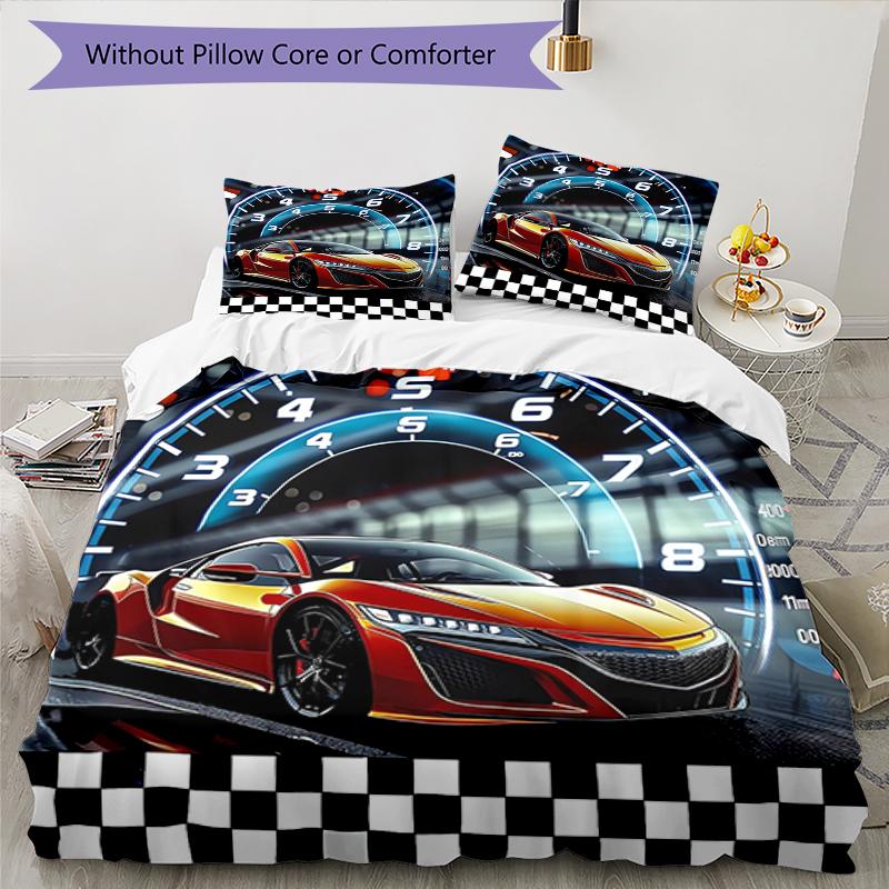 3pcs Racing Bedding Set Duvet Cover Closure Includes 1 Duvet Cover & 2 Pillowcases, Soft and Comfortable for All Seasons.