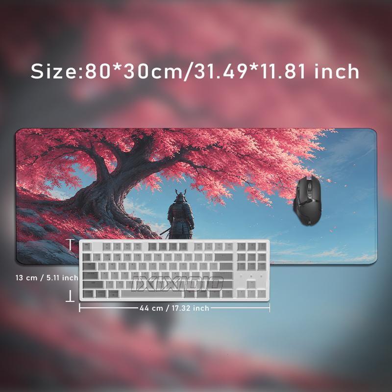 Mouse Pad Red Cherry Blossom Samurai Gamer XL Computer Custom Mousepad XXL MousePads Carpet Soft Natural Rubber Laptop Mice Pad