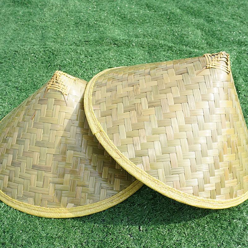 Коническая шляпа из бамбука, зеленая, китайская, ретро, бамбуковая, ротанговая, рыбацкая шляпа, плетеная вручную, соломенная шляпа-ведро, конусообразная шляпа-зонт