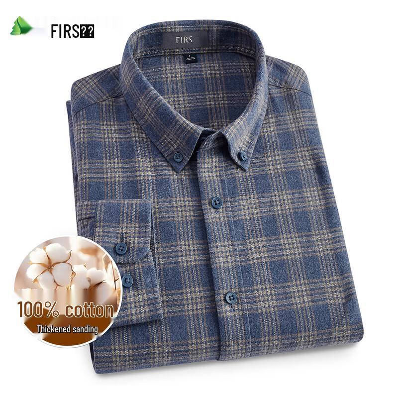 Мужская фланелевая рубашка в клетку FIRS 100% хлопок