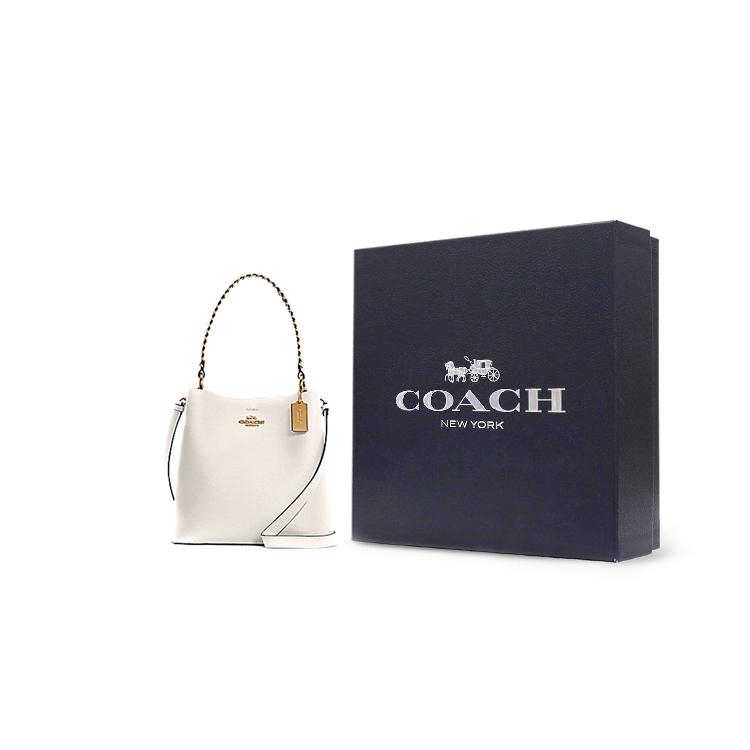 New COACH Town Polished Pebble Leather With Smooth Leather Shoulder Bag, Crossbody Bag Medium Size Women's Chalk White C4109-IMSUT