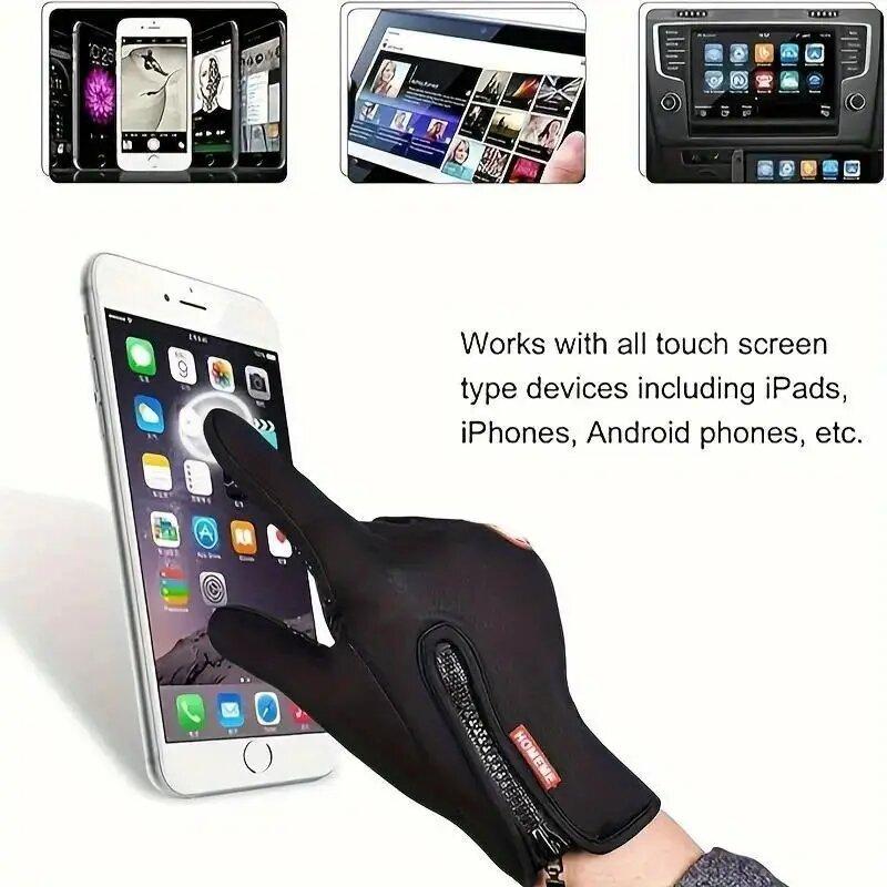 Lightweight Thermal Winter Gloves Touchscreen Compatible Non-Slip Cycling Driving Running Waterproof Gloves for Cold Weather
