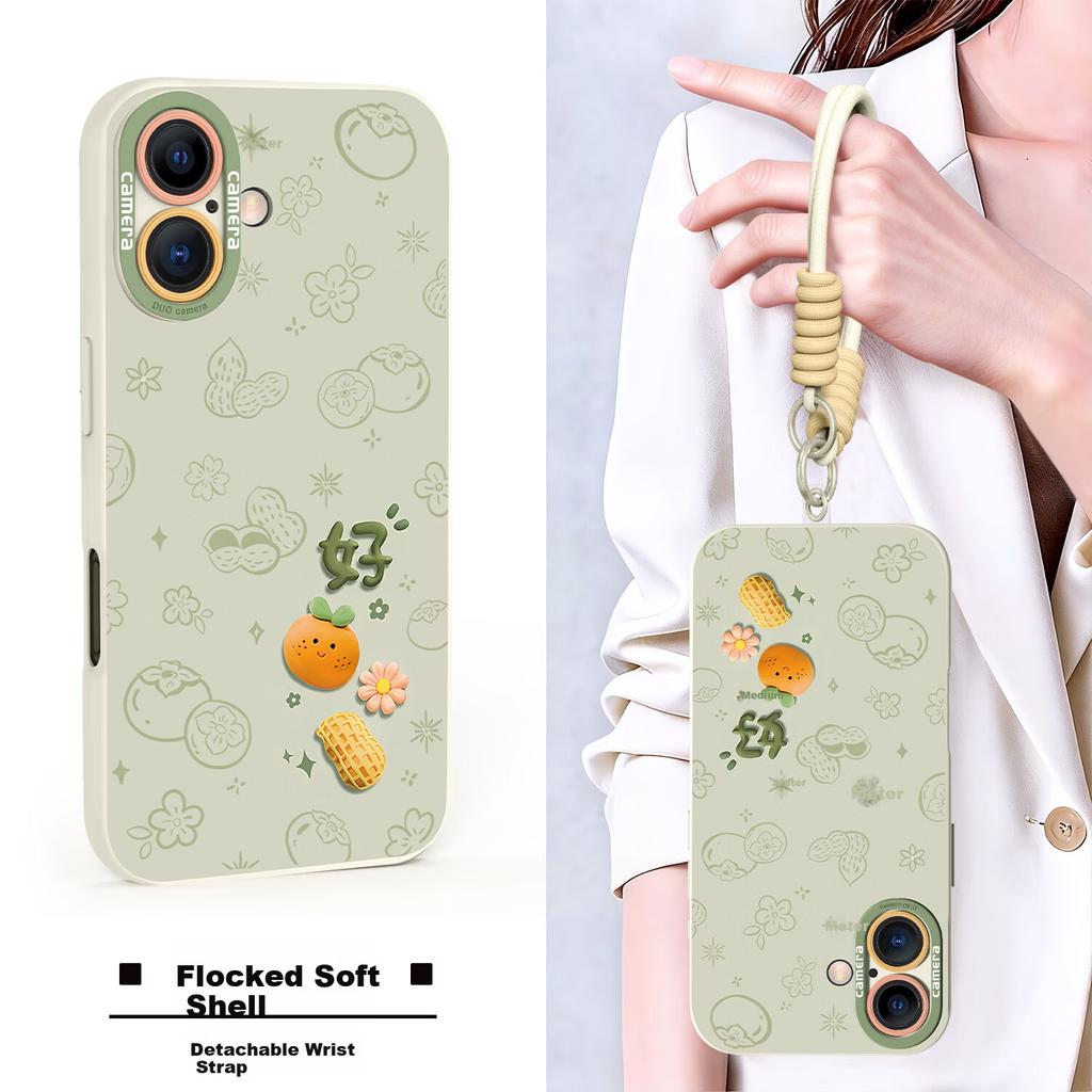 Full-Coverage Silicone Soft Case with Lens Protection for iPhone 17, Shockproof, Heat-Dissipating, Ultra-Thin, with Lanyard, - Antique White