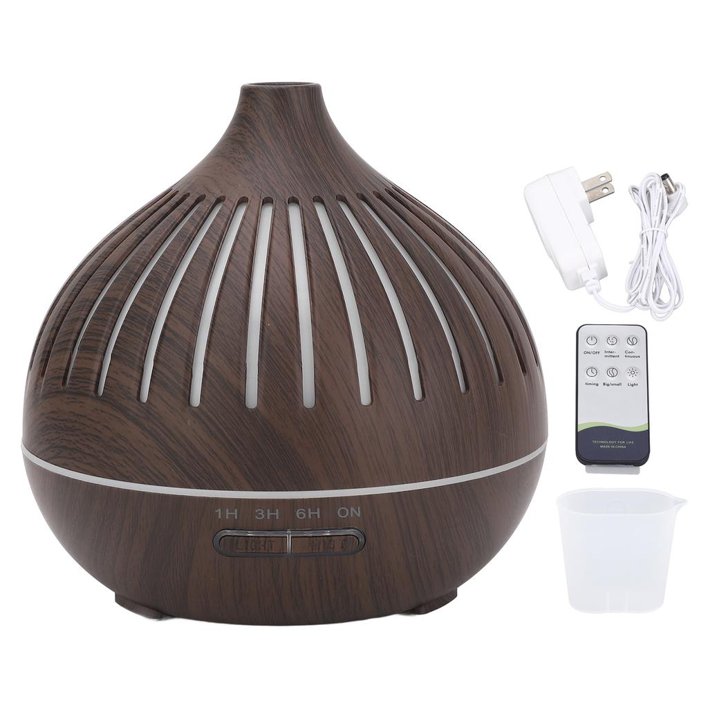 400ML Wood Grain Humidifier Desktop Aromatherapy Diffuser with Colorful Light Remote Control Auto