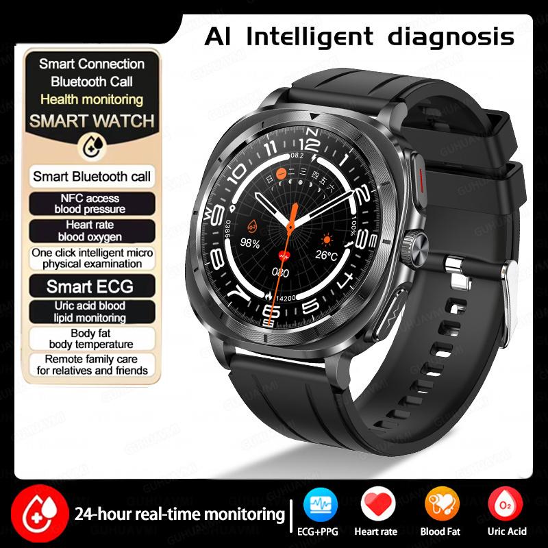 2025 New Watch 7 Uric Acid Blood Pressure Blood Oxygen Body Analysis Smart Watch ECG+PPG Clock Smartwatch Men