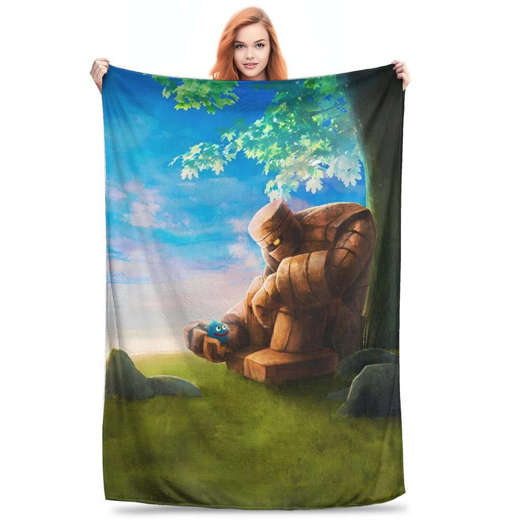 D-Dragon Quest Slime Plush Blankets Kids Flannel Throw Blanket For Couch Chair Sofa Bed Warm Custom Quality Bedspread Gift Idea