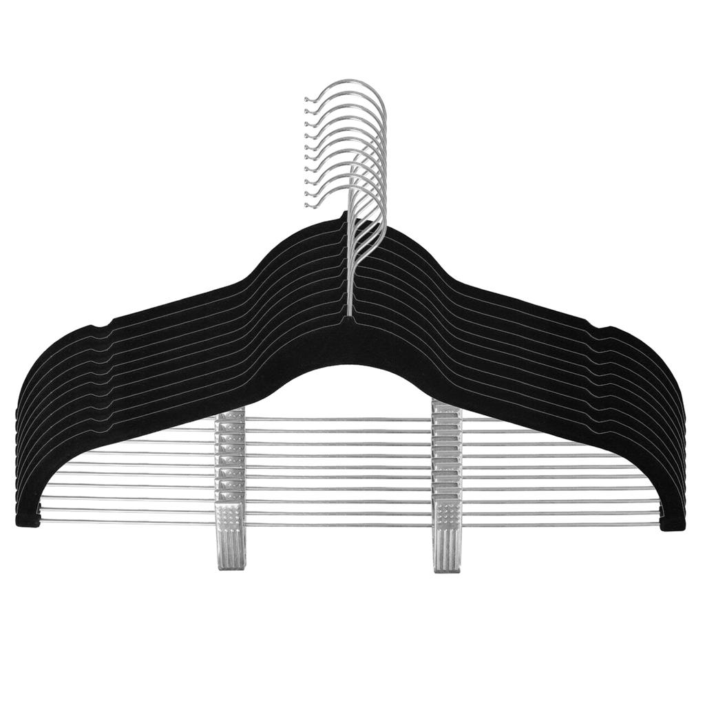 5/10pcs Clothes Hangers with Movable Clips Velvet Ultra Thin No Slip Rack Skirt Pants Hangers for