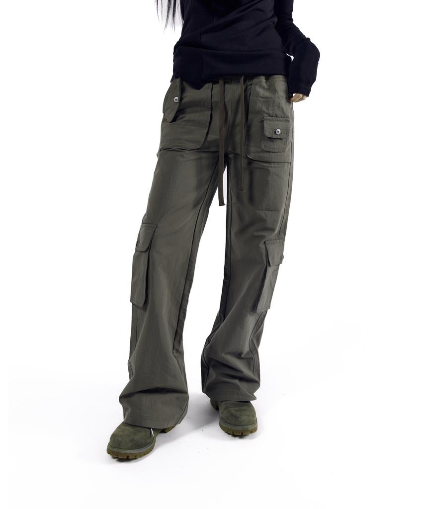 AAKAM Flare Cargo Pocket Pants (Khaki)