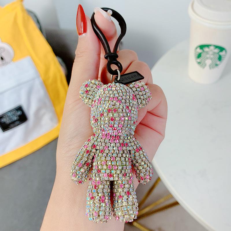 Симпатичные Роскошные Кристаллы Роскошный Мрачный Медведь Брелок Автомобильный Брелок Брелок Подвеска Женская Автомобильная Сумка Очаровательный Подвеска Подарки