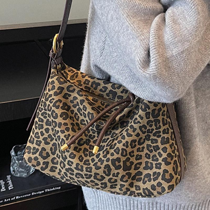 Повседневная тканевая сумка большой вместимости в корейском стиле, модная сумка-тоут с леопардовым принтом, сумка на плечо/подмышку