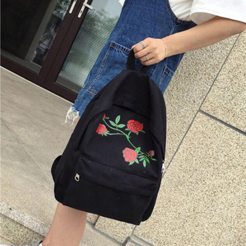 Женская холщовая школьная сумка через плечо с узором роз для женщин и девушек