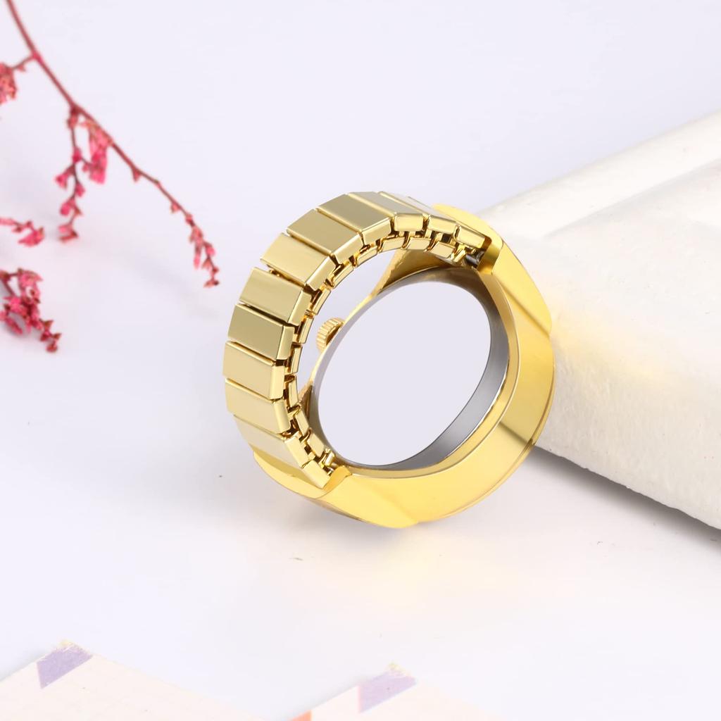 JEWELRYWE Часы-кольцо Антикварные часы-кольцо Белый подарок на день Часы-кольцо Свободный размер Водонепроницаемые женские аналоговые золотые на день рождения Годовщина День святого Валентина золотые