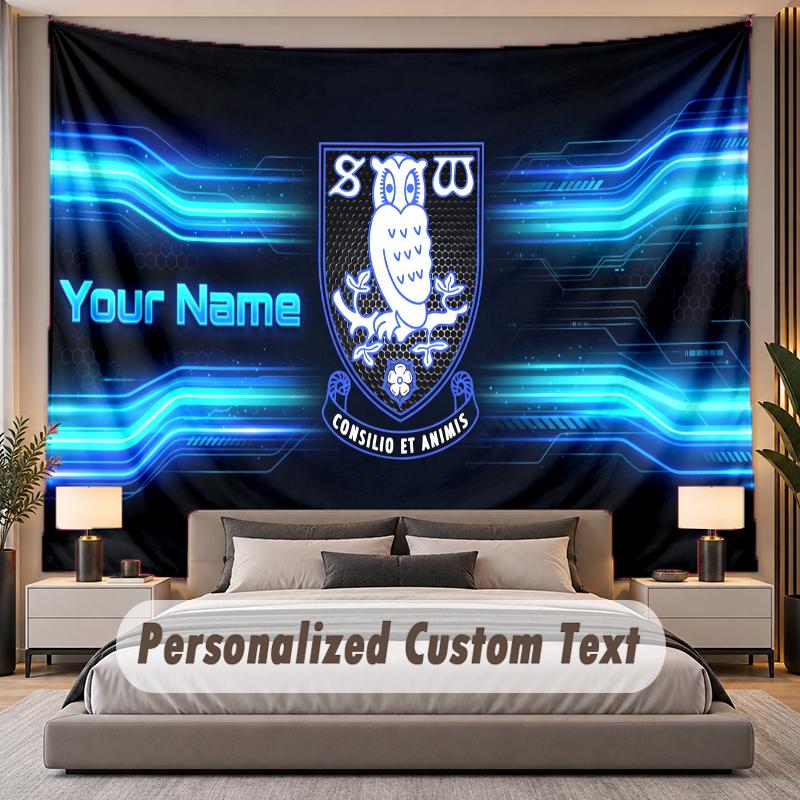 Custom Name Text Tapestry Sheffield Wednesday FC Personalized Polyester Wall Tapestry For Bedroom And Room