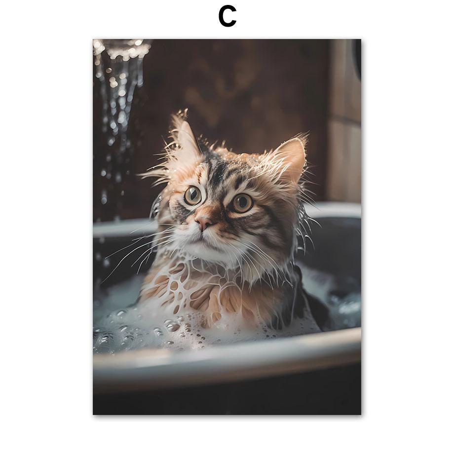 Забавный юмор для ванной комнаты Зебра Жираф Лев Свинья Собака Кошка Крупный рогатый скот Пингвин Сова Стена Домашний Декор Туалет Плакат Художественная печать Холст Картина