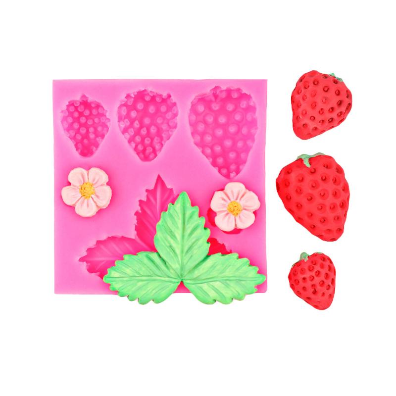 Клубника Цветок Лист Фондант Силиконовая Форма Инструмент для Украшения Торта Сахарная Паста Шоколад Гампаста Форма Инструмент для Полимерной Глины