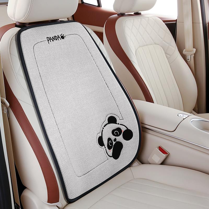 New Linen Cartoon Panda Car  Seat Cushion Non-slip Breathable Universal Car Seat Cover for Most Cars All Seasons Universal