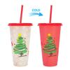 24oz Capacity Cold Drink Cup With Straws Iced Coffee Cup Reusable Straw Cup  Christmas Holiday