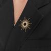 Corsage Ornament Long Hollow Sun Pin Banquet Metal Glossy Brooch Zircon Sun Brooch  Western Clothes