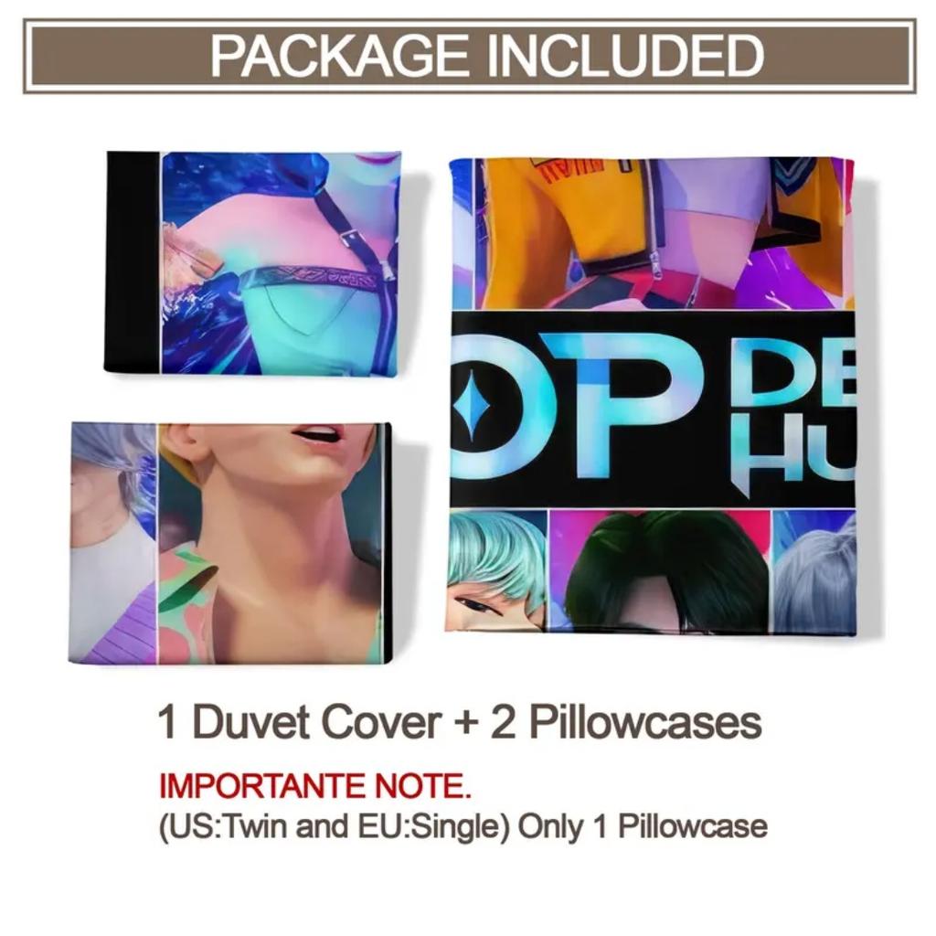 K-поп D-охотники на демонов Постельное белье Односпальный Хэллоуин Костюм Постельное белье - Наборы из 2-3 предметов Одеяло Стеганое одеяло Пододеяльник Наволочки