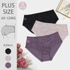 3Pcs Women Plus Size Panties Solid Color Floral Lace Patchwork Briefs 0Xl-5Xl