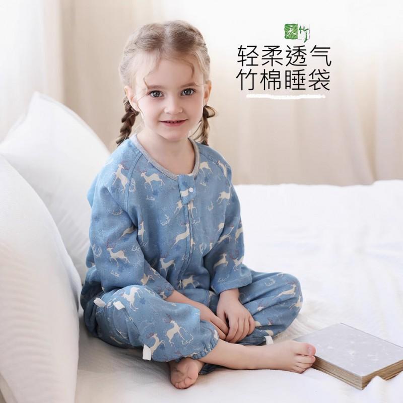 Bamboo Cotton Antibacterial Toddler Sleep Sack With Zipper Front 4 Buttons Back 2 Legged Lightweight Pajama