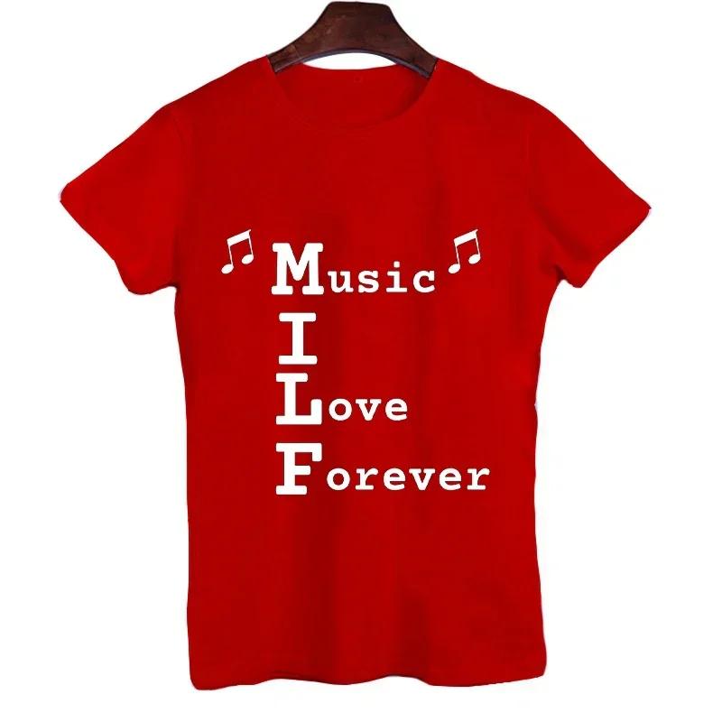 2023 Мужская футболка MILF Music I Love Forever с коротким рукавом Мужская свободная футболка Мужская лучшая брендовая новая мужская футболка с коротким рукавом