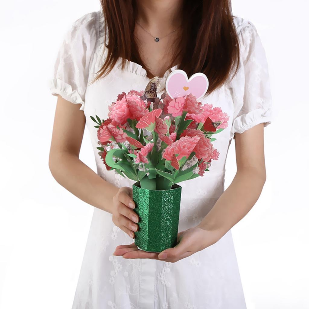 Всплывающий букет, бумажные цветочные открытки, поздравительная 3D всплывающая открытка с благословением на День матери и уникальный подарок для жены, родителя и учителя