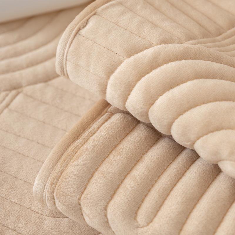 Autumn/Winter Plush Thickened Non-Slip Sofa Cushion - 2022 Quilted Solid Color Cover