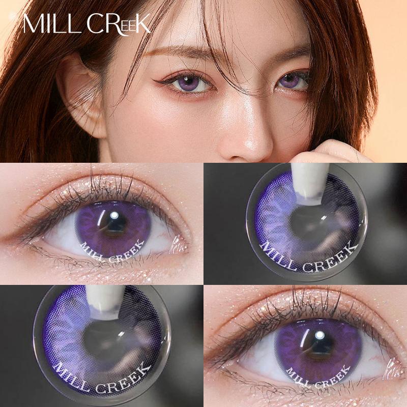 Фиолетовые контактные линзы для близорукости. Фиолетовые контактные линзы 14,0 мм. Цветные линзы с диоптрийной корректировкой глаз по рецепту. Ежегодно, 1 пара.(2 куска)