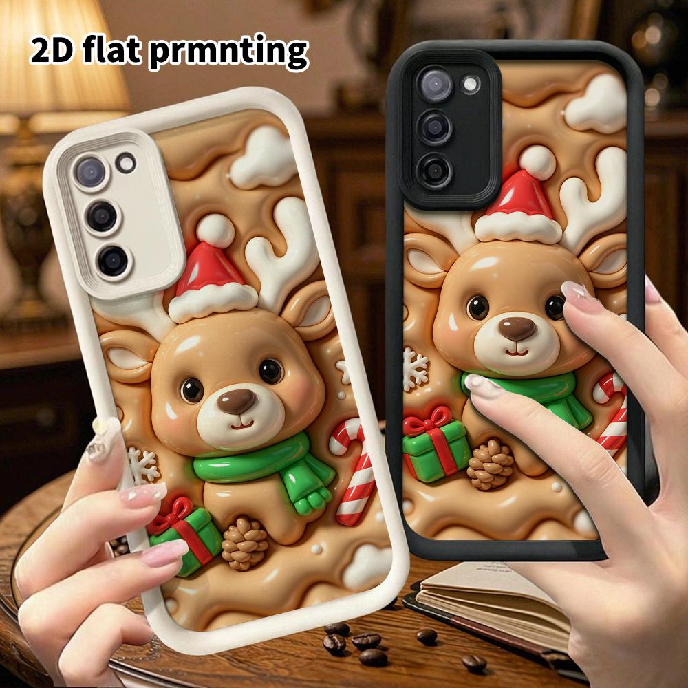 Phone case: 2D flat design suitable for Samsung Galaxy A34 A35 M05 M06 S20 S22 S21 FE Plus 5G protective case, Christmas reindeer, perfect Christmas a