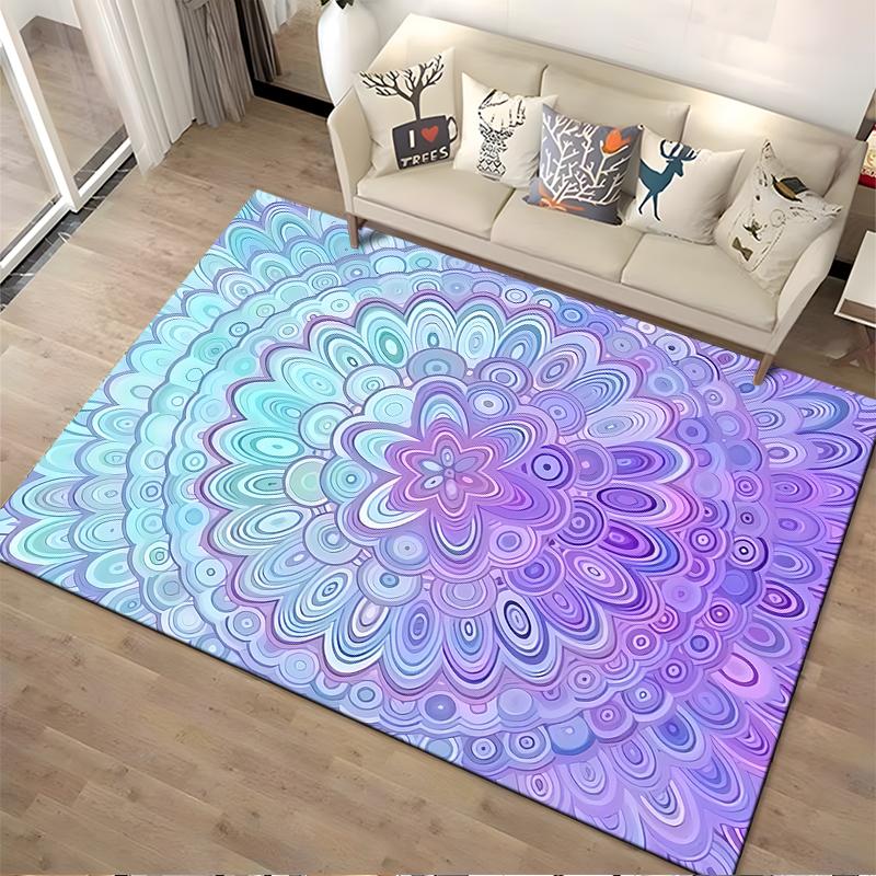 Mandala Pattern Purple Blue Gradient Carpet for Living Room Decor Suitable for use as an anti-slip for living room bedroom sofas