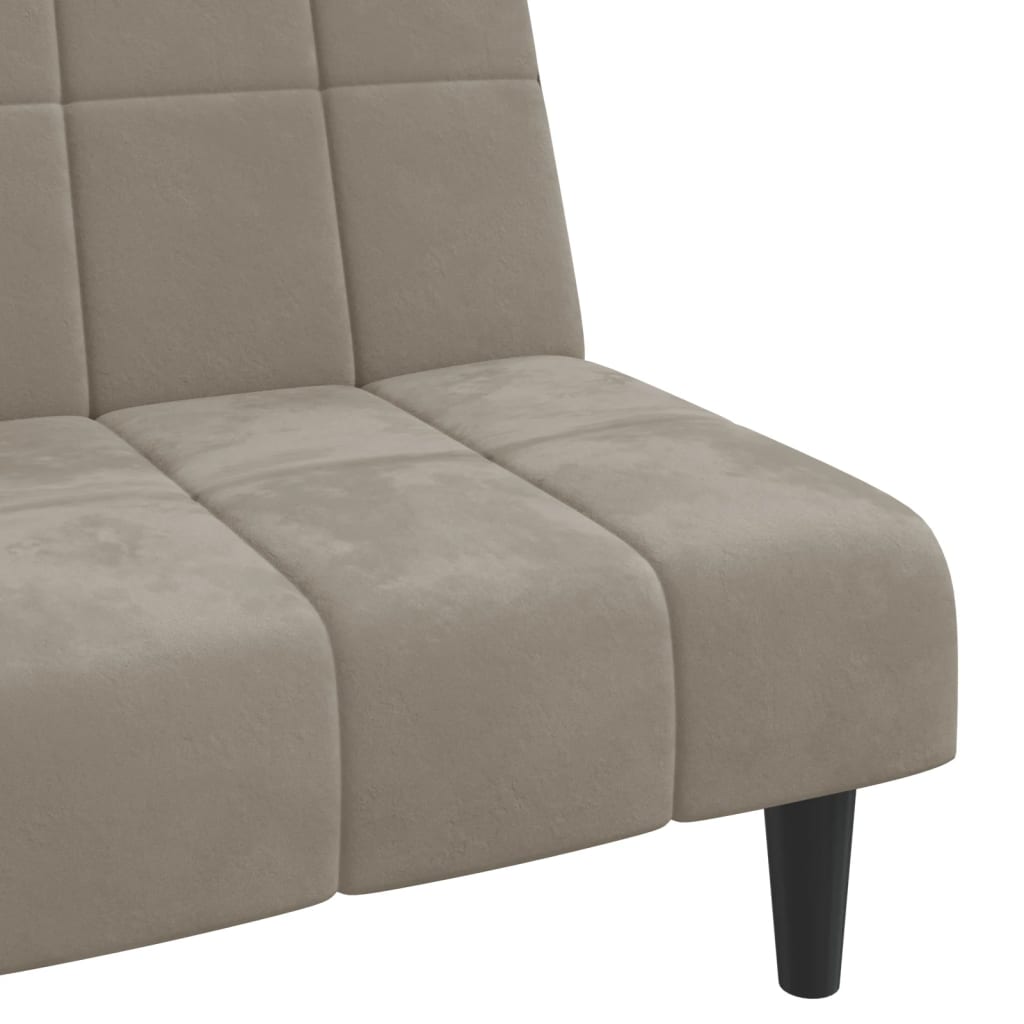 2 Seater Sofa Bed Light Gray Velvet