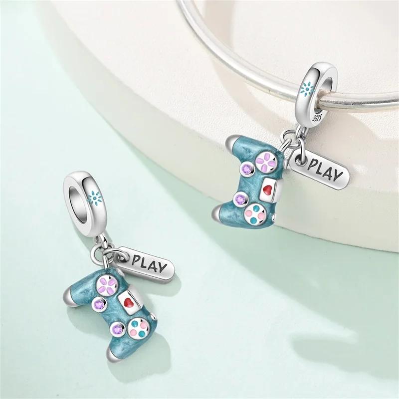 Новые медные шармы-бусины Шарм-подвеска в виде игровой консоли и гарнитуры Подходит для браслетов-шармов DIY Ювелирные изделия Подарок на день рождения