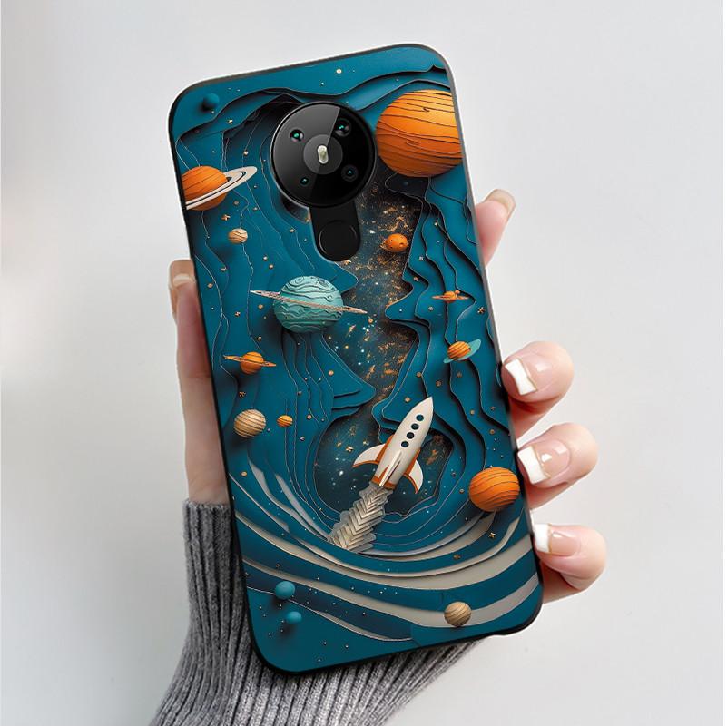 Чехол с рисунком для Nokia 5.3/Nokia 5.4/Nokia 3.4 Мягкий силиконовый черный чехол-обложка Милый цветочный мультяшный корпус Fundas