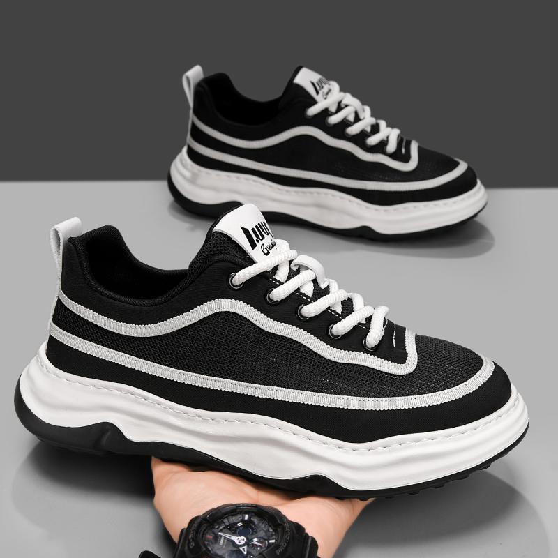 2026 New Men Mesh Thick Sole Lightweight Sports Sneakers Breathable Comfort Non Slip Outdoor Daily Walking Casual Footwear