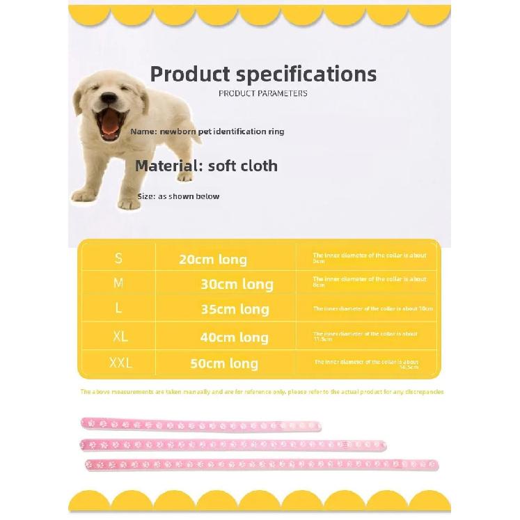 12 Pack Newborn Puppy & Kitten Identification Collars – Adjustable Soft Paw Print Whelping ID Bands for Litter Marking