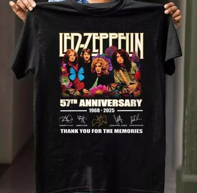 Led Zeppelin 57-я годовщина 1968-2025 Спасибо за музыку футболка