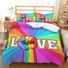 Комплект постельного белья Rainbow Pride с радужными флагами, комплект постельного белья с радужными полосками, мягкий 3D-постельный комплект из микрофибры размера QueenKing Size