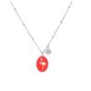 [Q2503] - Designer Necklace Steel 'Flamingo' Orange Coral Silver - 16x12 Mm