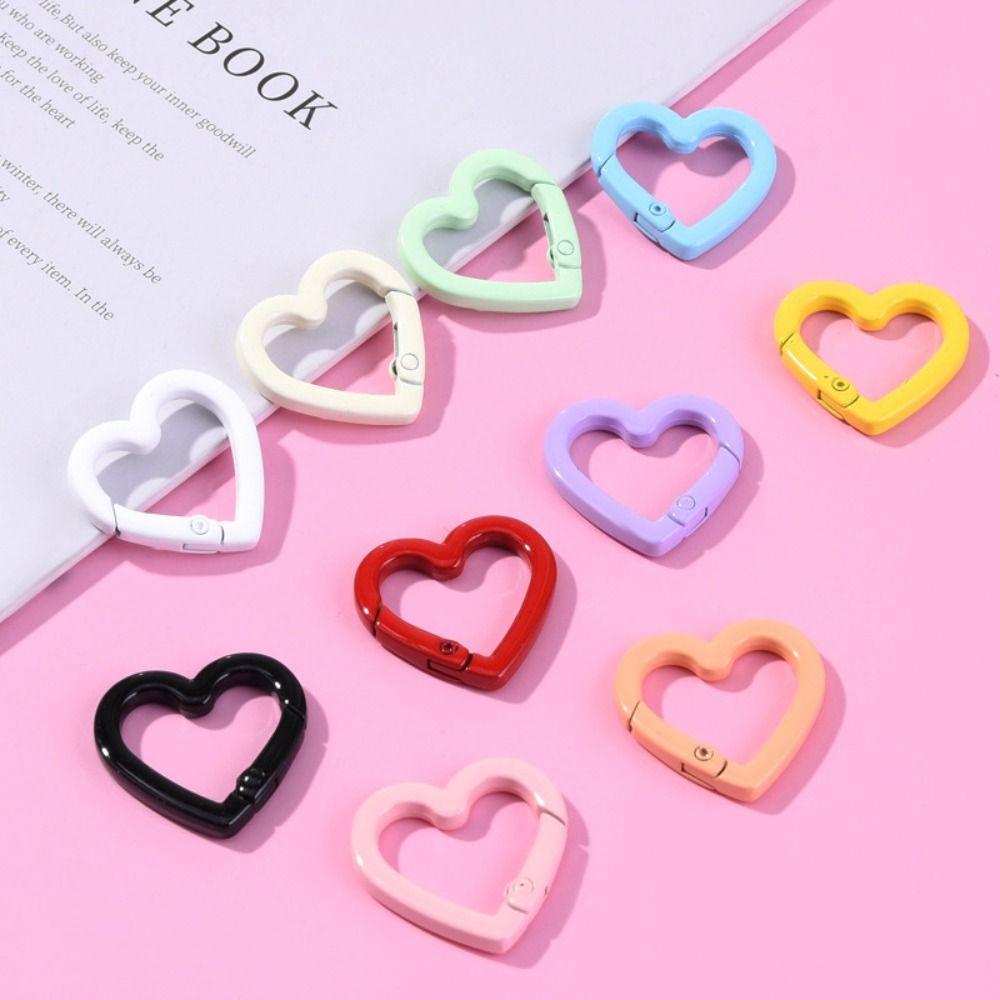 5pcs Macaroon Color Heart Shape Keychain Love Keychain Clips Valentine's Day