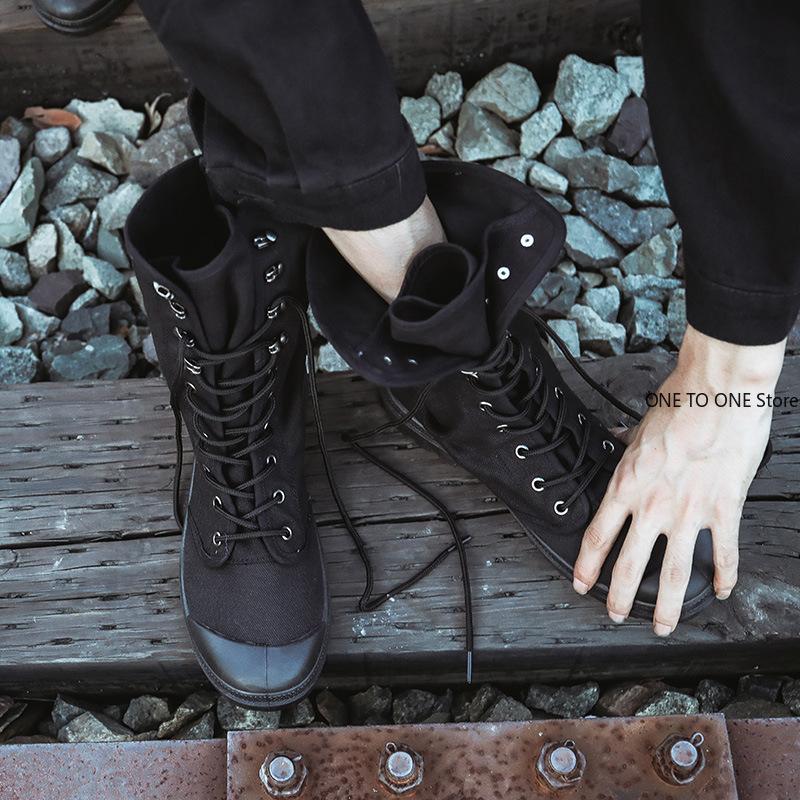 Мужские ботинки для активного отдыха, модные высокие холщовые туфли, мужская повседневная обувь, ботильоны, черные высокие ботинки, мокасины Zapatos De Hombre для мужчин