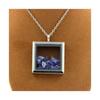 Stones and Minerals. Raw Tanzanite Necklace. Square Model. Color Silver.