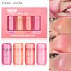 4-Color Jelly Blush Stick Set Dye Lipstick Set Lip and Cheek Toning Blush Stick