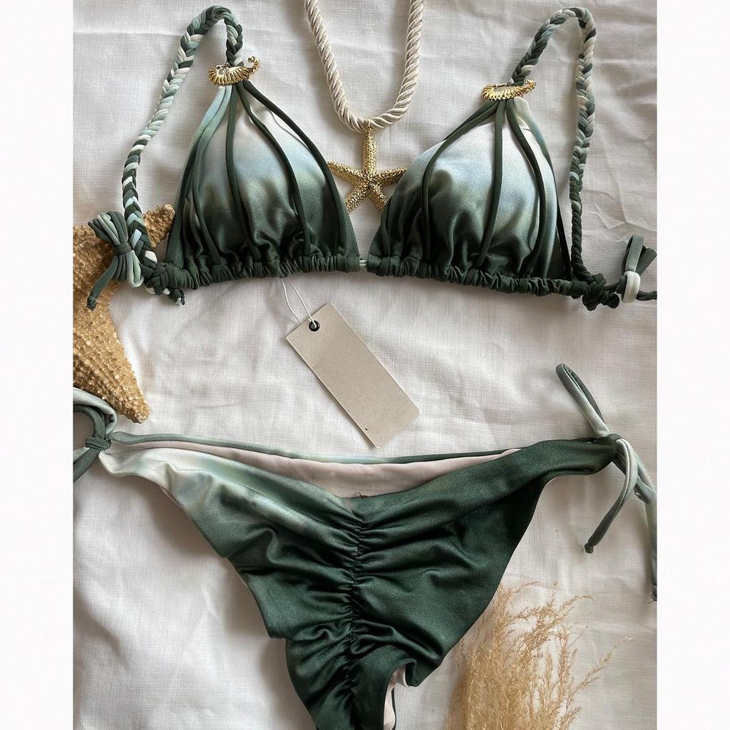 Push Up Bikinis 2025 Sexy Women Swimsuit Swimwear Female Shiny Bikini Set Bandage Biquinis Bathing Suit Swimming Suits Beachwear