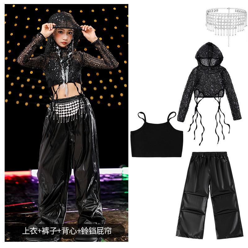 Girls Hip Hop Dance Costume Kids Cool Stage Performance Outfit Winter Jazz Dancewear