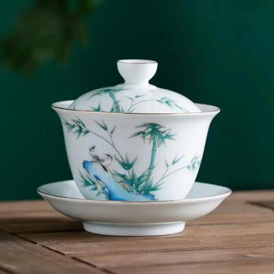 Керамические чашки для чая Цзиндэчжэнь, гайвань, китайские чайные чашки, глазурованная чайная супница, чайная посуда, домашний декор, фарфоровые чайные чашки кунг-фу, набор