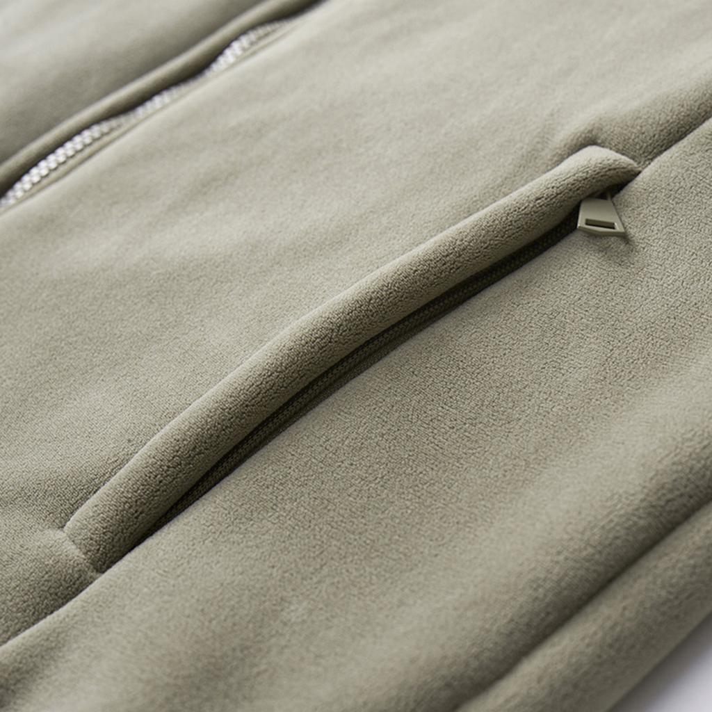 Men‘s Casual Outdoor Solid Color Skirt Zippered Fleece Jacket